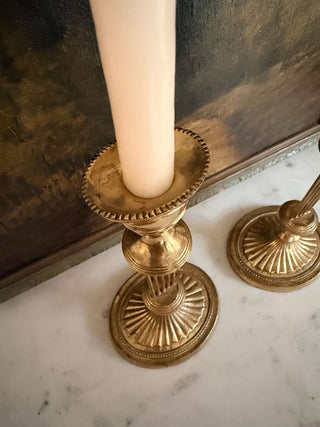 Set of 2 10.5" Regency-Style Brass Candlesticks