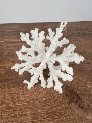 White Flocked Snowflake Ornament