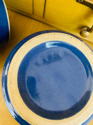 Blue Ceramic Butter Crock