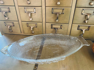 Glasbake Fish Platter w/Wicker Basket