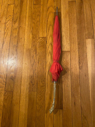 Vintage Red Umbrella w\carved resin handle