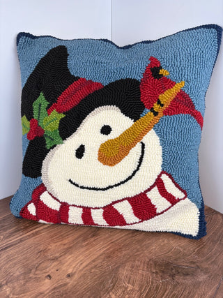 Snowman Hooked Pillow