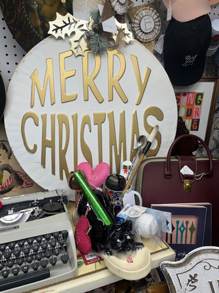 Round Merry CMAS G/W Metal Sign-New