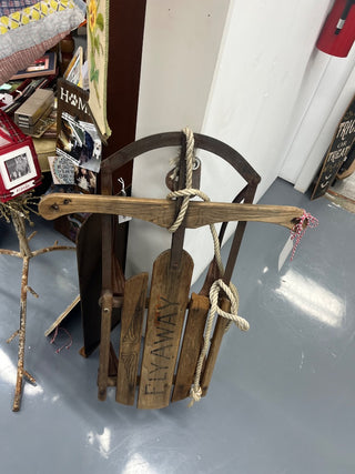 MBP/GC VTG Rare "Flyaway" Snow Sled Wood & Metal (as is)