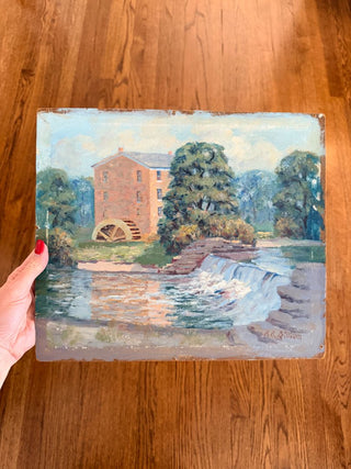 Signed A.R. Gilliam Graue Mill (Hinsdale, IL) Oil Painting on Board