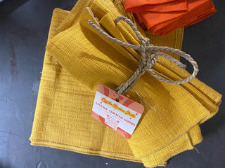 Set of Six Yellow Sun Linen Napkins