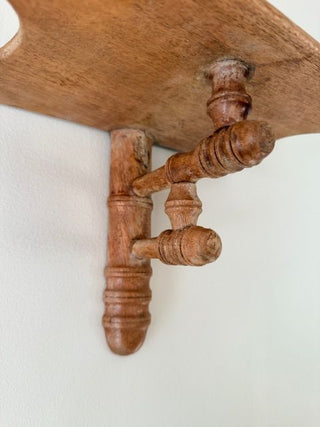 Set of 2 Faux Bamboo Wooden Wall Shelves