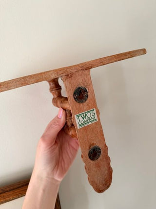 Set of 2 Faux Bamboo Wooden Wall Shelves