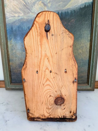 Antique Wall-Mounted Wooden Salt Box w/ Leather Hinged Lid