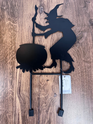 Enchanting Metal Witch Stirring Her Cauldron Silhouette - Stake