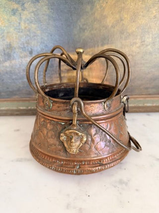 Antique 18th-Century Copper "Spider" Bed Warmer w/ Embossed Decoration