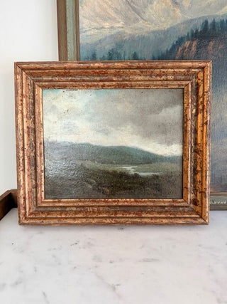 Antique Moody Landscape Oil Painting