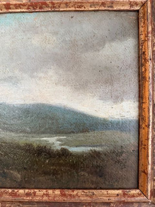 Antique Moody Landscape Oil Painting