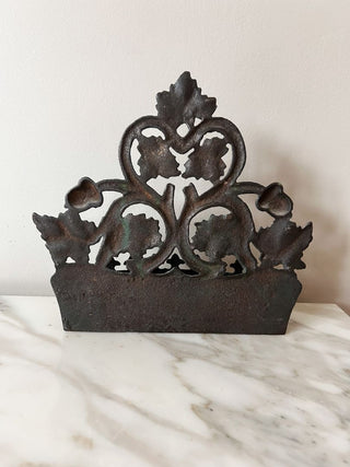 9 1/2"Wx2"Dx9"H Antique Cast Iron Wall Shelf w/ Leaf & Acorn Design