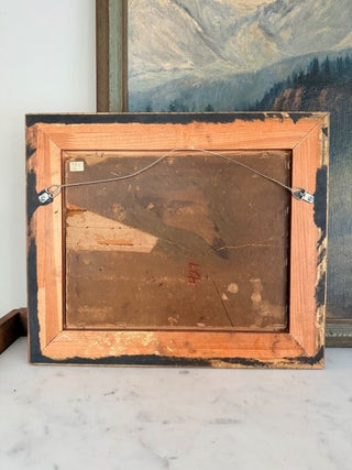 Antique Moody Landscape Oil Painting