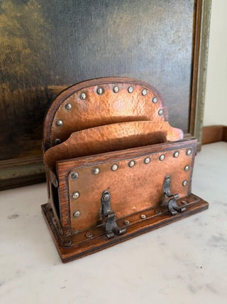 Arts & Crafts Oak, Copper & Iron Letter Holder (circa 1900)