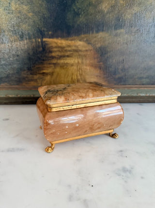 Art Nouveau Hinged Marble Trinket Box w/ Paw Feet