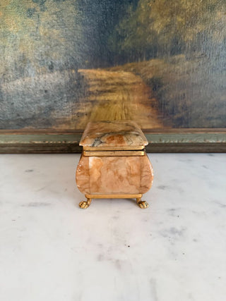 Art Nouveau Hinged Marble Trinket Box w/ Paw Feet