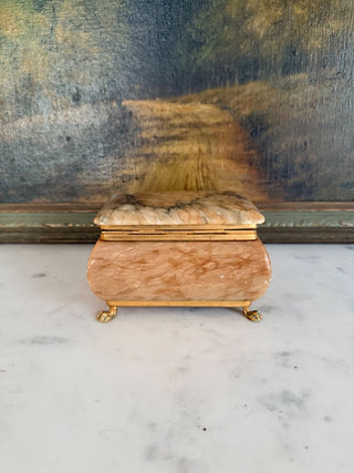 Art Nouveau Hinged Marble Trinket Box w/ Paw Feet