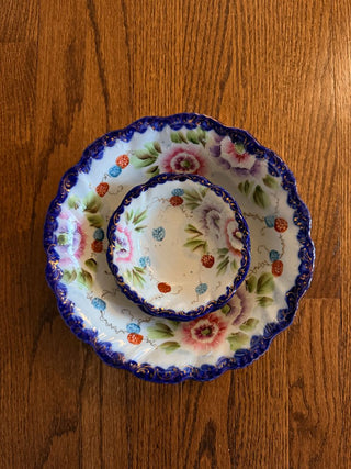 Set of 3 Hand-Painted Nippon Porcelain Bowls/Berry Dishes