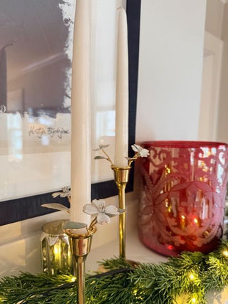 Set of 4 Enamel Dogwood Flower Taper Candle Rings