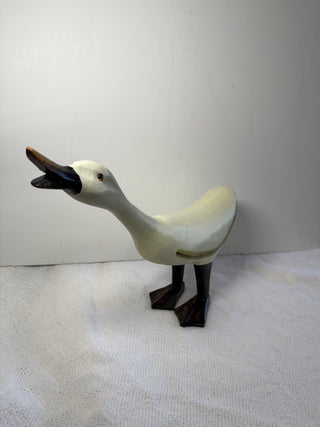 WHITE WOODEN SWAN