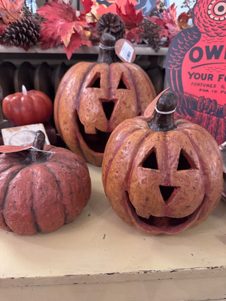 8" Orange Big Mouth Pumpkin – Mache Fall & Halloween Décor