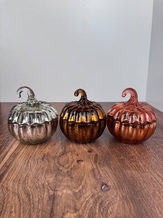 Pumpkin Spice - Brown Mercury Glass Pumpkin Candle