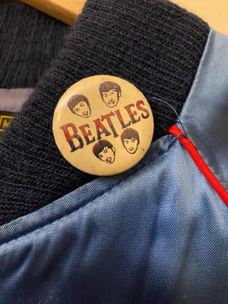 70’s The Beatles Forever Blue Satin Jacket With Button And Patch Size M