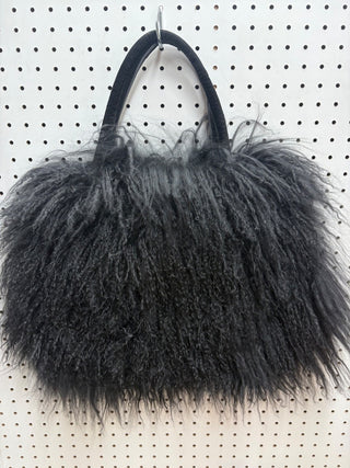 Black Genuine Mongolian Lamb Fur Purse