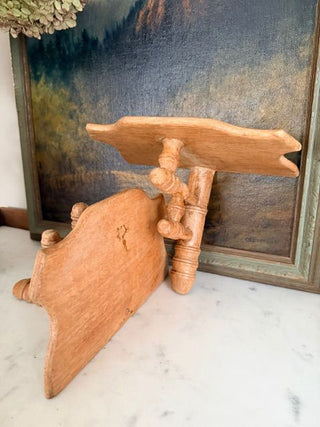 Set of 2 Faux Bamboo Wooden Wall Shelves