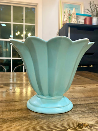Mint Green Fan Shaped Ceramic Vase