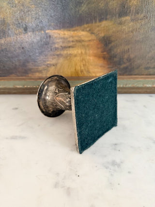 Silver-Plated Pillar Candle Holder w/ Swag & Bow Details