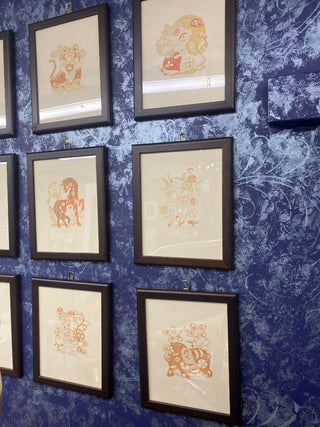 Chinese Zodiac Water Color Parchment Paper SET of 12