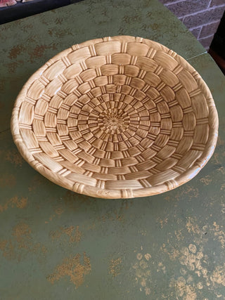 Hand Crafted Ceramic Basket Weave Serving Plate