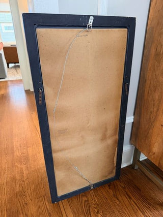 MCM Faux Bamboo Wood Mirror w/ Brass Accents