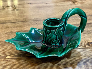 Ceramic Holly Candlestick Holder