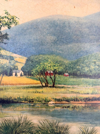 Framed River Scene Landscape Print