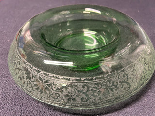 Green Rolled Top Bowl-Depression Glass