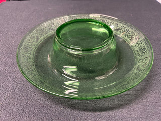Green Rolled Top Bowl-Depression Glass