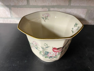 Lenox Planter Hand Painted Vase Cherry Blossom Bird Motif Gold Trim