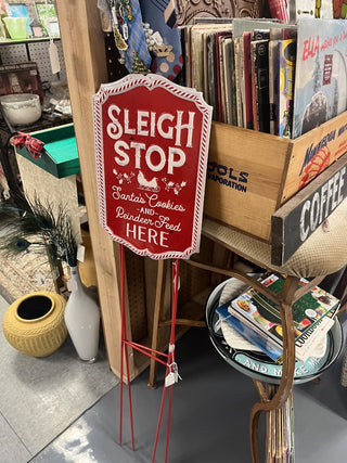 Sleigh Stop Garden Stake - New