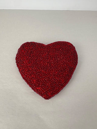 Red Beaded Heart Zipped Coin Pouch