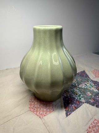 Royal Green Ribbed Haeger Vase