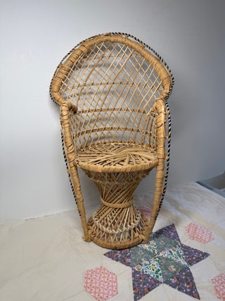Vintage Wicker Peacock Doll Chair '70's