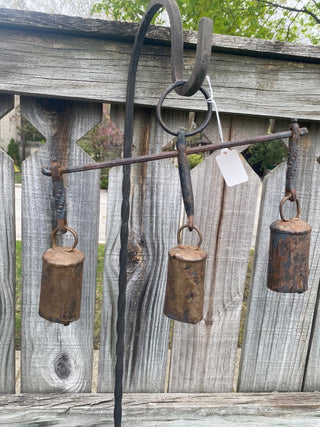 Vtg Wrought Iron Garden Hand Bells