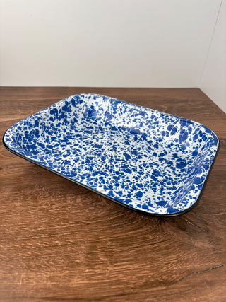 Blue & White Splatterware Enamelware Pan