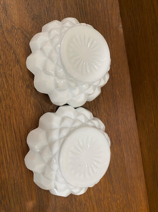 Set of two Princess Cut White Glass Succulent Planters