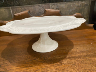 Westmoreland Scalloped Feather and Harp Pie Cake Pedestal Grape Motif