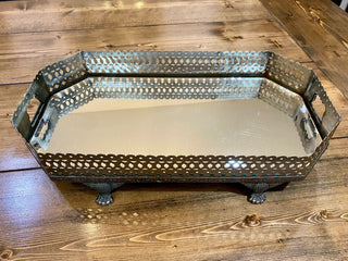 Silver Claw Footed Mirrored Tray